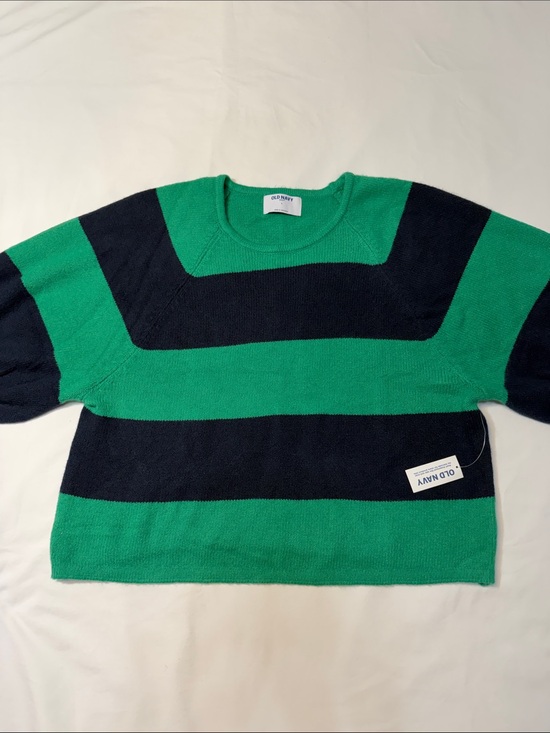 Old Navy Sweaters - Old Navy Women's Crop Short Sleeves Sweater with Green and Blue Stripes L NWT